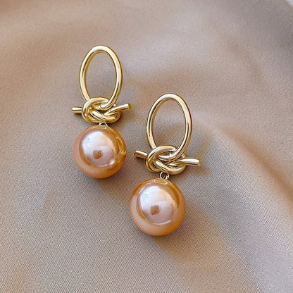 Pearl Loop Earrings in Gold