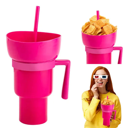 New 2 In 1 Snack Bowl Drink Cup