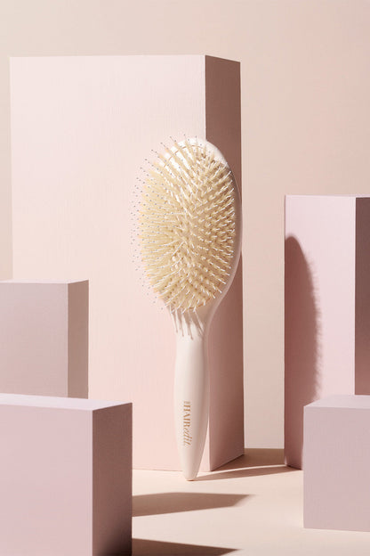 Finish & Shine Boar Bristle Brush - Cream